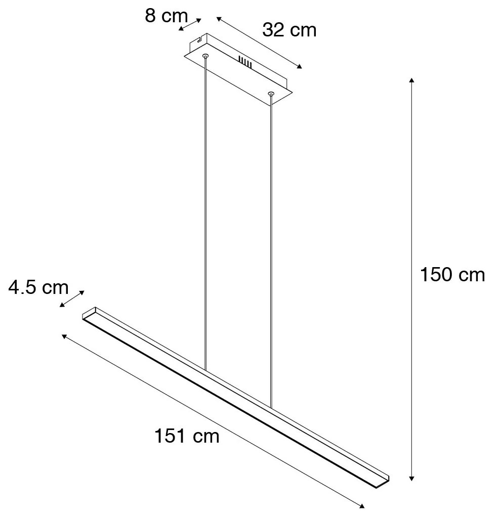 Candeeiro de suspensão preto moderno 150 cm incl. LED - Banda Design,Moderno