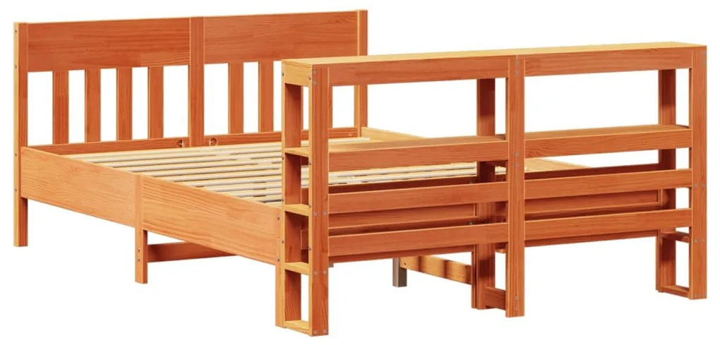 Cama sem colchão 160x200 cm madeira pinho maciço castanho-mel