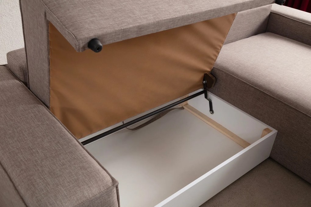 Sofá-Cama de Canto Pırlo – Castanho – 260x78x170 cm