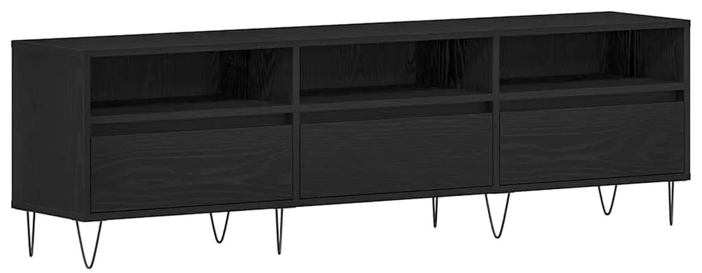 Armário de TV vidaXL Preto Carvalho 150x30x44,5 cm Madeira engenheirad