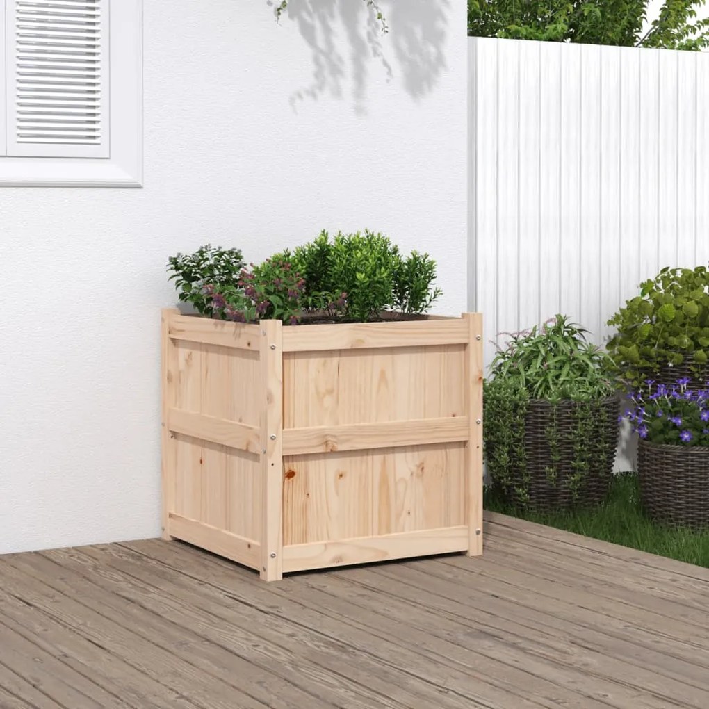 vidaXL Vaso/floreira de jardim 60x60x60 cm madeira de pinho maciça