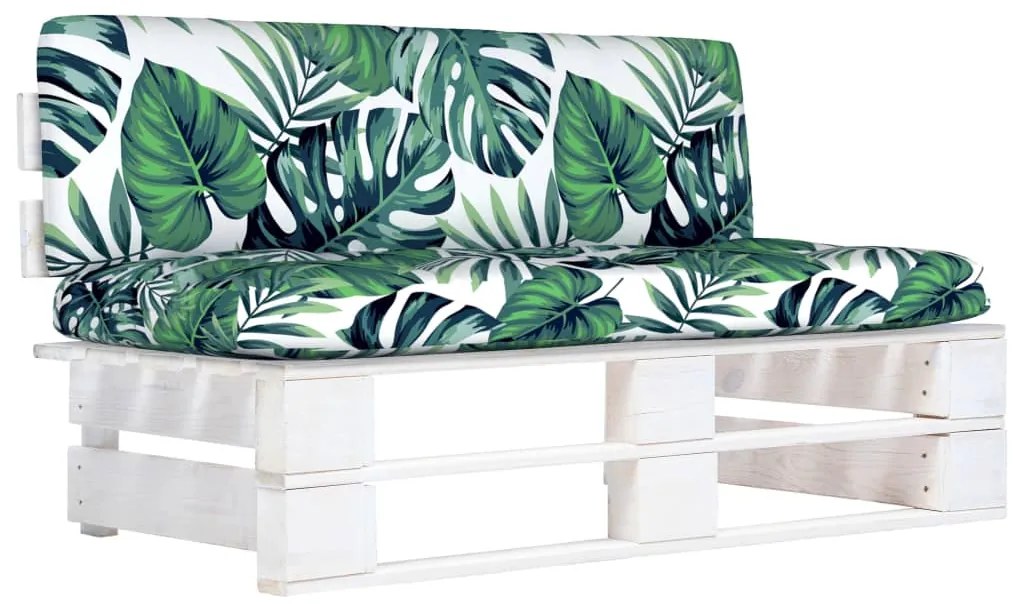 vidaXL Sofá de centro em paletes p/ jardim pinho impregnado a branco