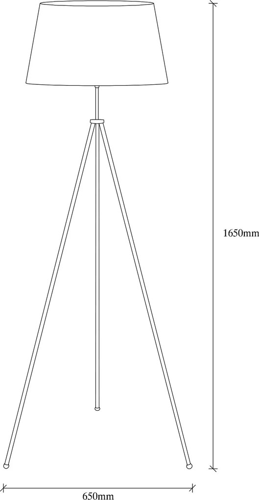 Candeeiro de Pé Tripod – Castanho – 65 x 65 cm, Altura 165 cm