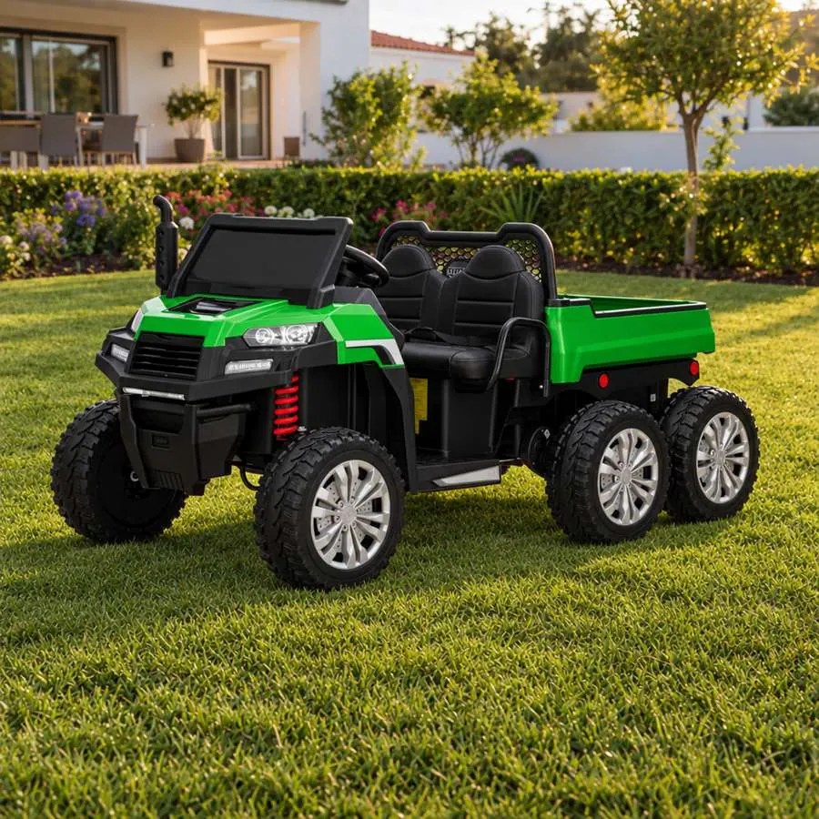 Carro elétrico para crianças RIDER 24V com tração nas quatro rodas (4X 200W), 2 Lugares bateria de lítio, rodas EVA, assento duplo em couro sintético