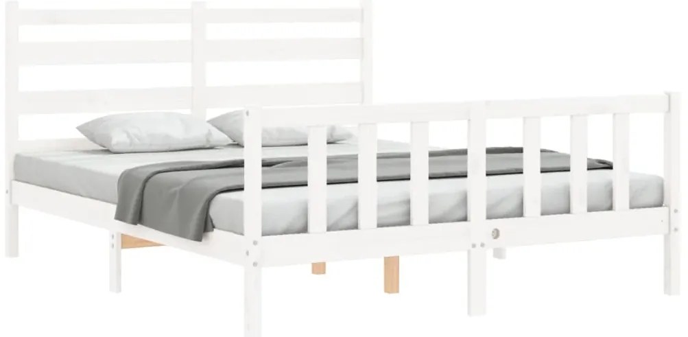 Cama sem colchão 160x200 cm madeira de pinho maciça branco