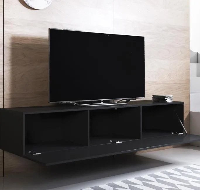 Conjunto de Móveis de Sala Travassô – 2,6 m – Modular em Preto com Móv