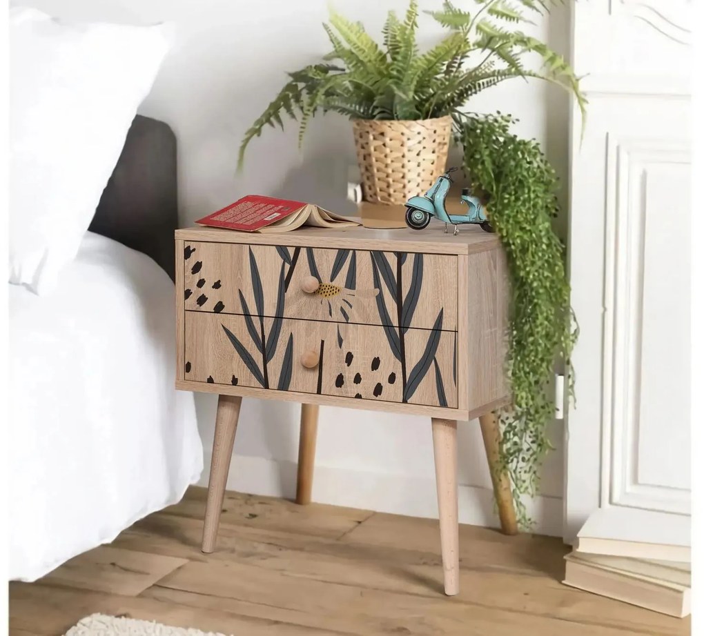 Mesa de Cabeceira City Two – Multicolor – 60x61x40 cm