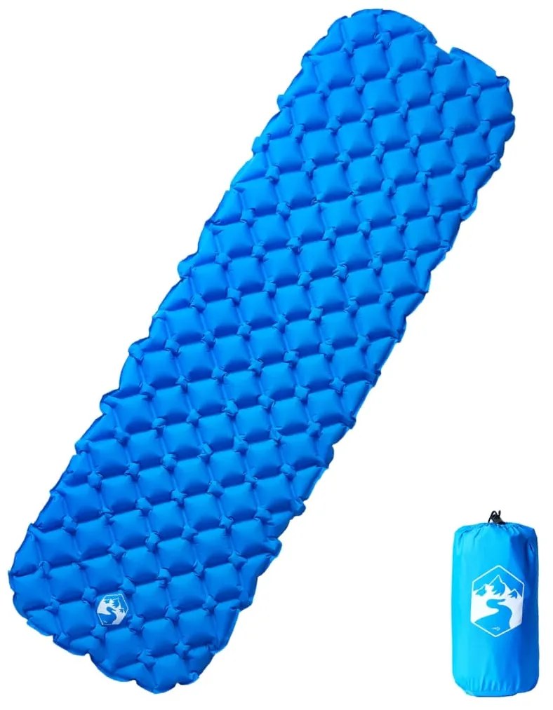 Colchão de campismo insuflável 1 pessoa 190x58x6 cm azul