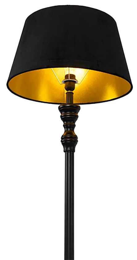 LED Candeeiro de pé inteligente preto com cúpula preta com dourado 45 cm incl. Wi-Fi A60 - Classico Clássico / Antigo