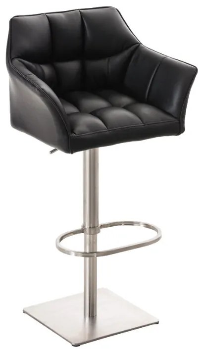 Banco de bar Damaso em couro sintético e estrutura prateada 64 x 88-113 x 45 cm Preto