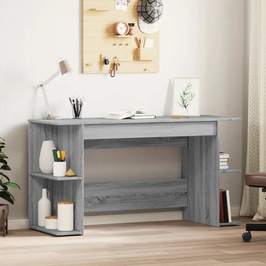 vidaXL Secretária 140x50x75 cm derivados de madeira cinzento sonoma