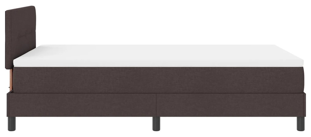 Camas Box com Colchão Castanho Escuro 120x190 cm Tecido