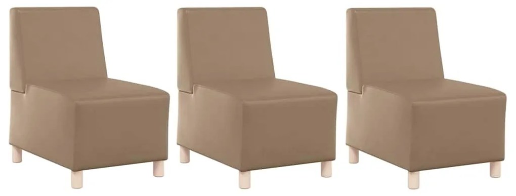 Cadeiras de Sofá 3 pcs Cappuccino 55 x 74 x 82 cm