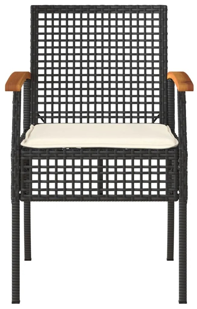 Conjunto de bistrô com almofadões 3 pcs vime PE e acácia preto