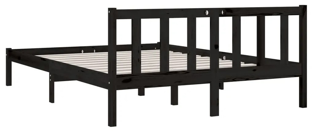 Estrutura de Cama Jane em Madeira de Pinho - 140x190 cm - Preto - Desi