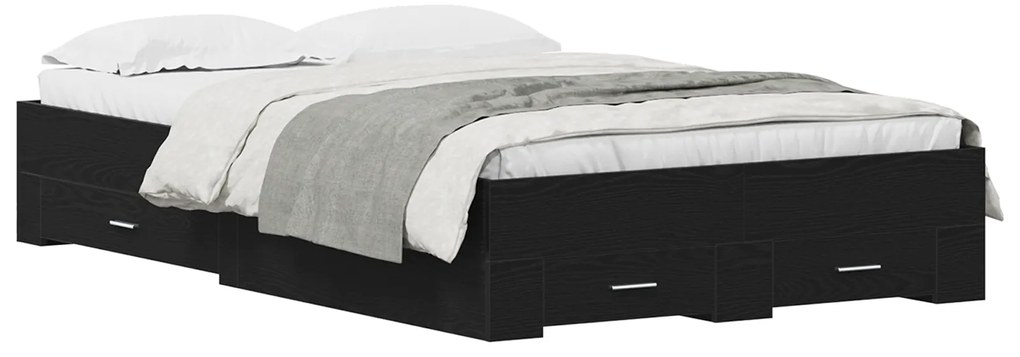 Cama com Gavetas vidaXL Carvalho Preto 120x190 cm Madeira de Engenhari