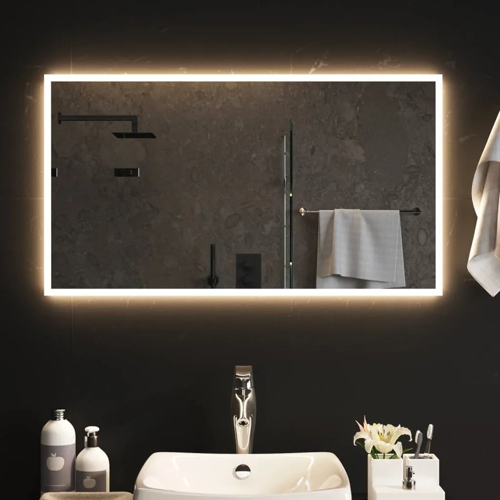 vidaXL Espelho de casa de banho com luzes LED 90x50 cm