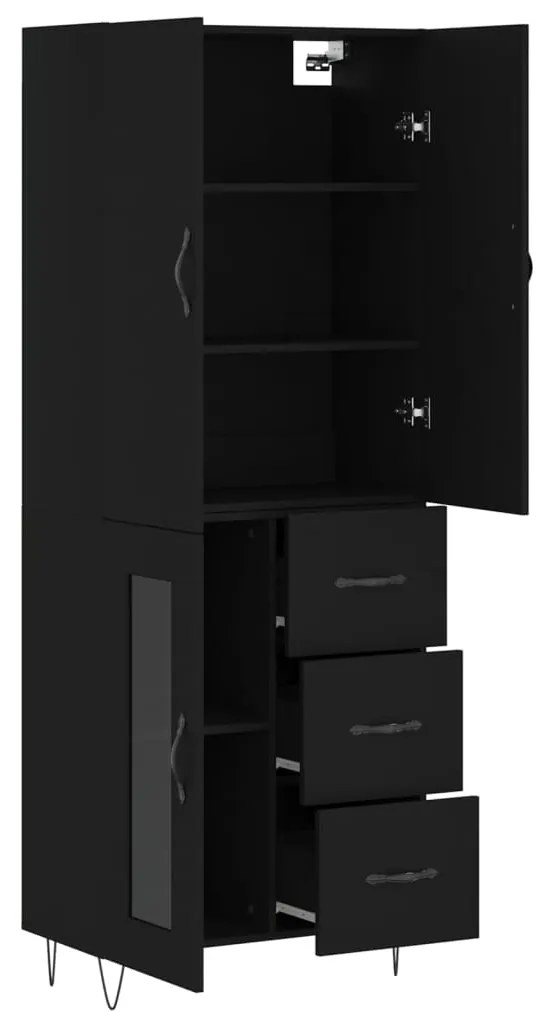 Armário alto 69,5x34x180 cm derivados de madeira preto