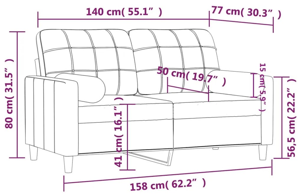 Sofá 2 lug. + almofadas decorativas 140 cm tecido amarelo-claro