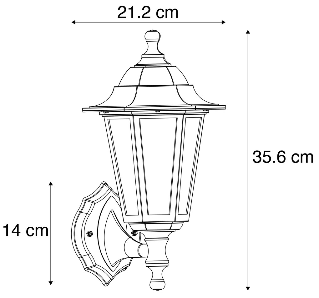 LED Candeeiro de parede exterior inteligente preto IP44 com Wi-Fi ST64 - New Haven Clássico / Antigo,Country / Rústico
