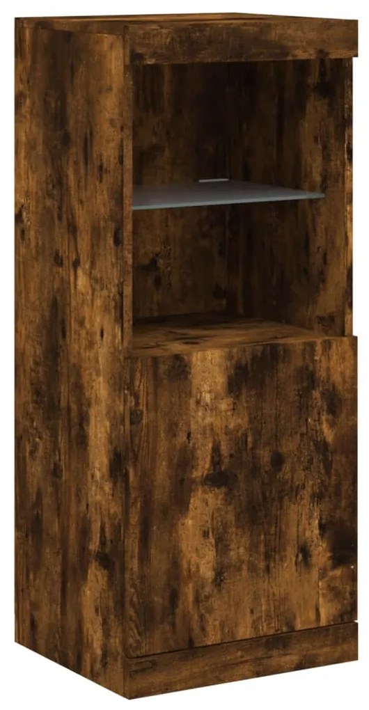 Aparador com luzes LED 162x37x100 cm carvalho fumado