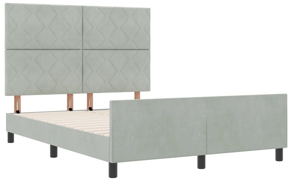 Estrutura de Cama vidaXL Cinza Claro 140x190 cm Veludo