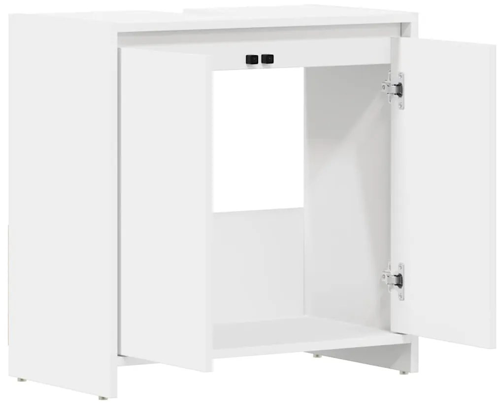 Armário de casa de banho 60x33x61 cm contraplacado branco