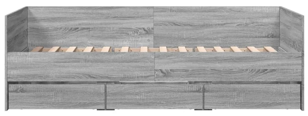 Sofá-cama com gavetas sem colchão 90x200 cm cinzento sonoma
