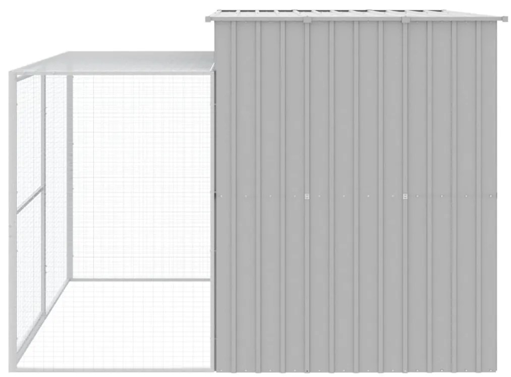 Casota cães c/ parque 214x253x181 cm aço galvaniz. cinza-claro