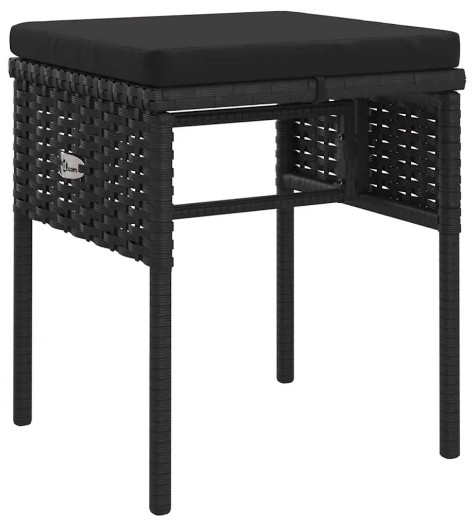 6 pcs conjunto lounge de jardim c/ almofadões vime PE preto