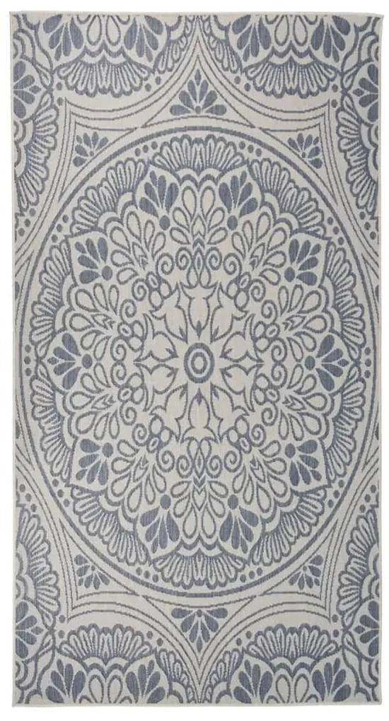 Tapete de tecido plano para exterior 80x150 cm padrão azul