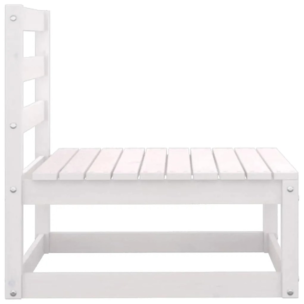 3 pcs conjunto lounge jardim c/ almofadões pinho maciço branco