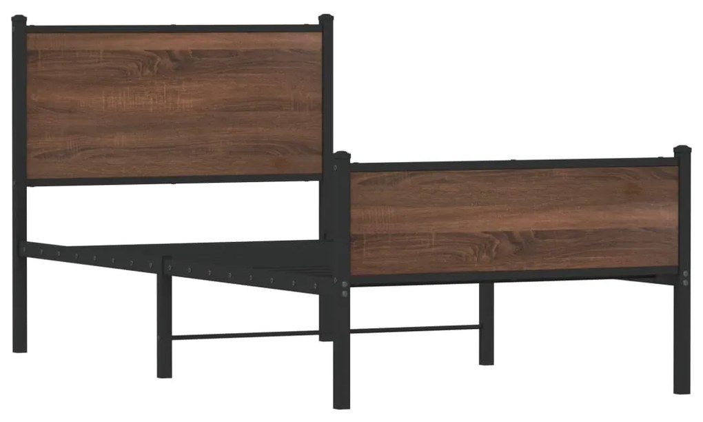 Estrutura de cama sem colchão 90x190 cm metal carvalho castanho