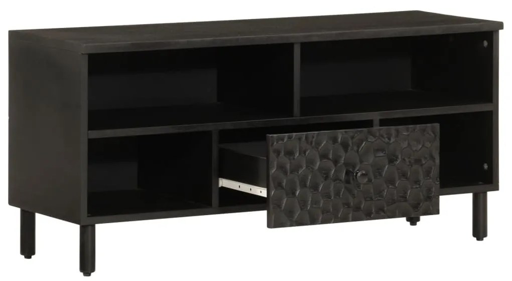Móvel de TV 100x33x46 cm madeira de mangueira maciça preto