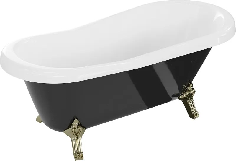 Mexen Retro banheira independente 150 x 73 cm, branca/preta, pernas douradas - 53251507375-50