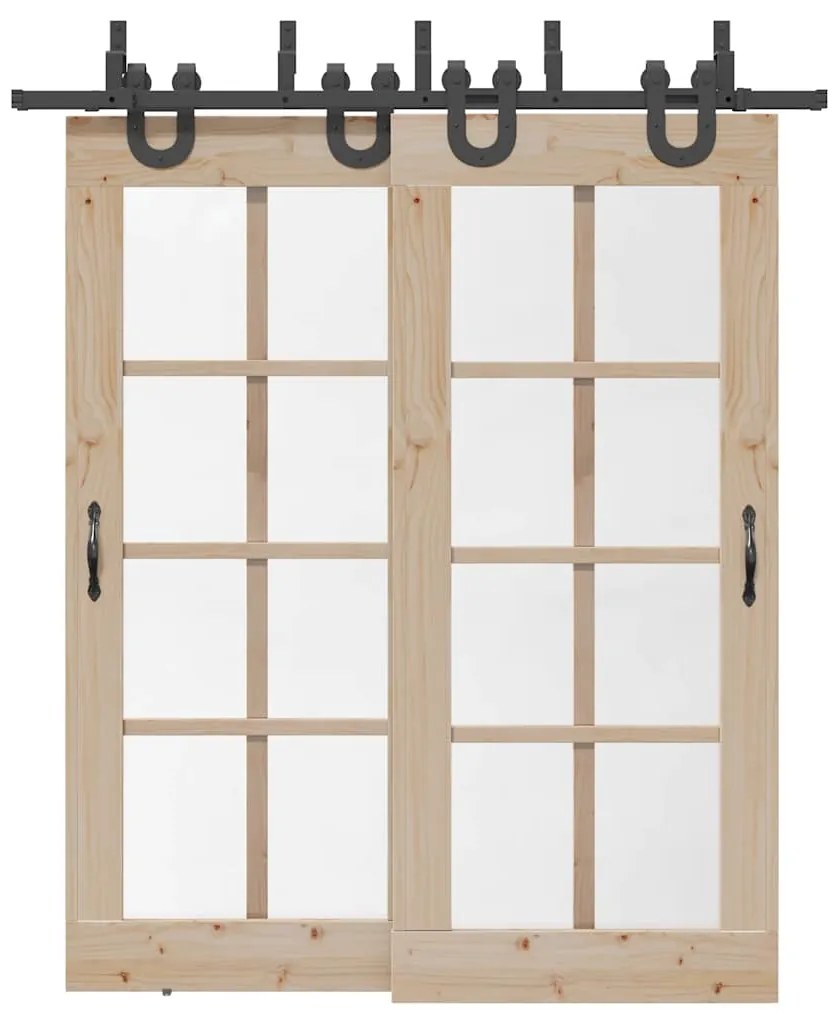 Kit de ferragens para porta deslizante 200 cm aço preto