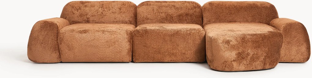 Sofá de canto modular em teddy-bouclé Wolke (4 lugares)