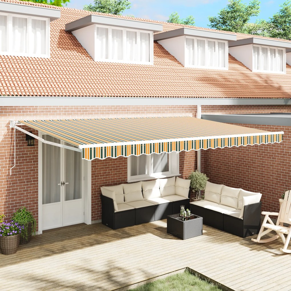 Toldo Retrátil Automático vidaXL Verde e Amarelo 500x300 cm