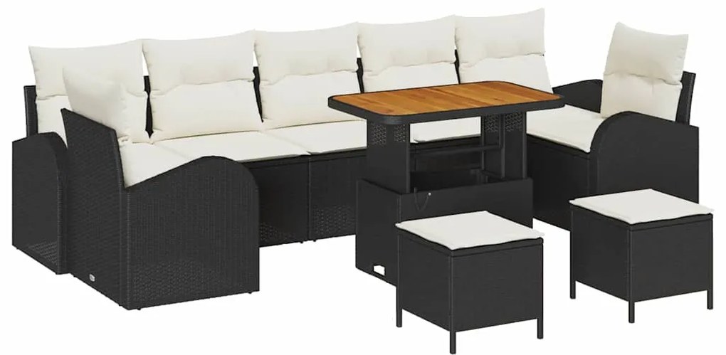 Conjunto de sofá de jardim com 10 peças e almofadas em rattan preto e