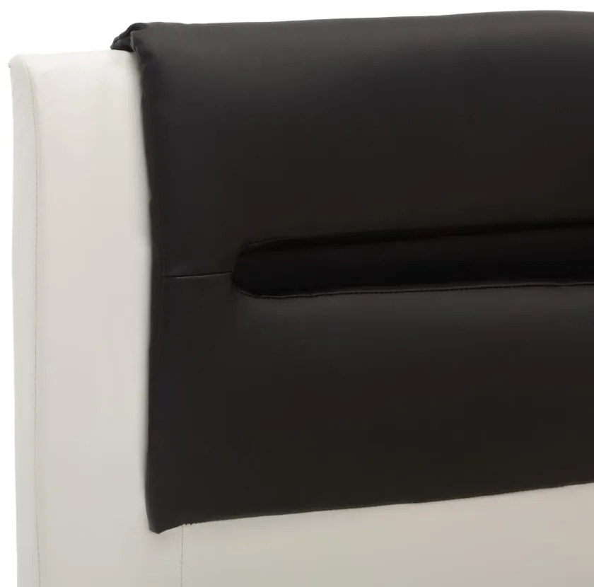 Estrutura cama c/ LEDs couro artificial 180x200cm branco/preto