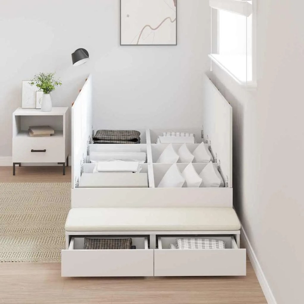 Estrutura de Cama de Armazenamento Branca 90x200 cm