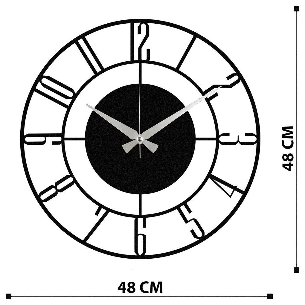 Relógio de Parede Decorativo Enzoclock – Preto – 48 x 48 cm
