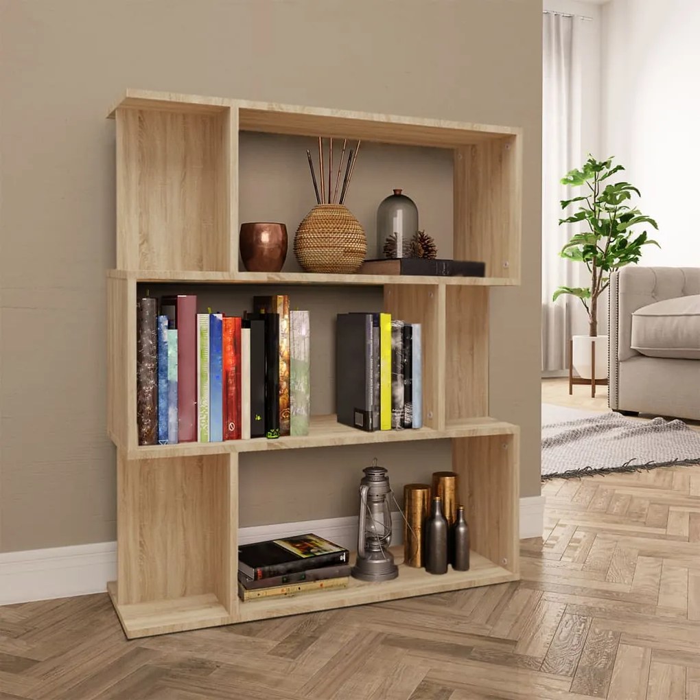 800084 vidaXL Estante/divisória 80x24x96 cm contraplacado cor carvalho sonoma