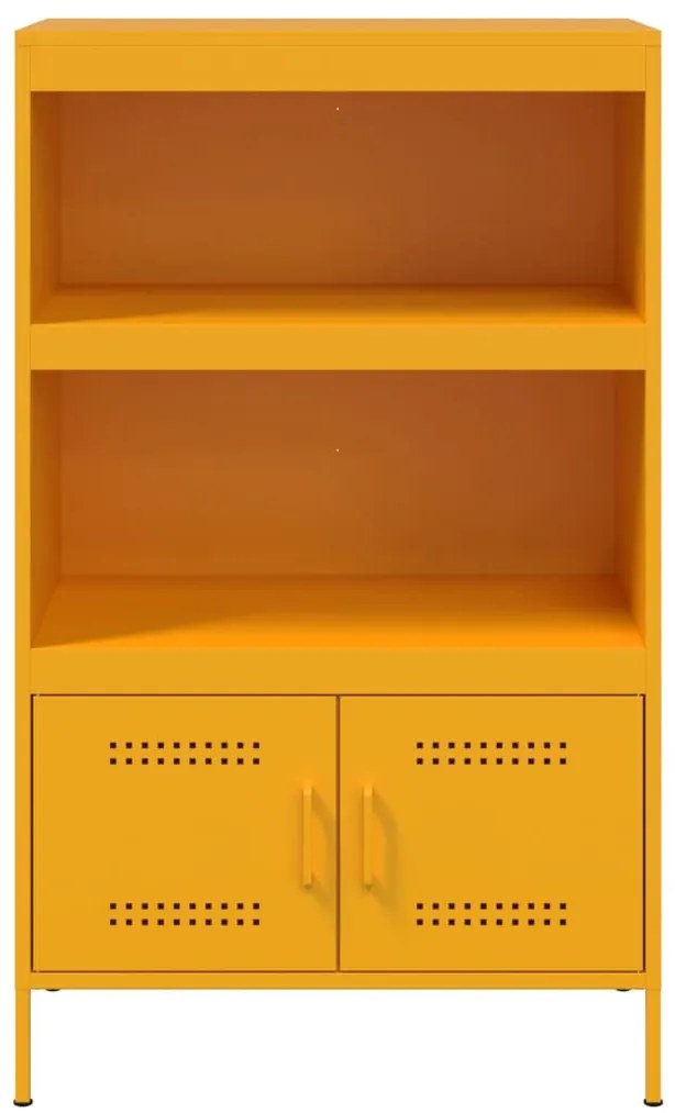 Aparador alto 68x39x113 cm aço amarelo mostarda