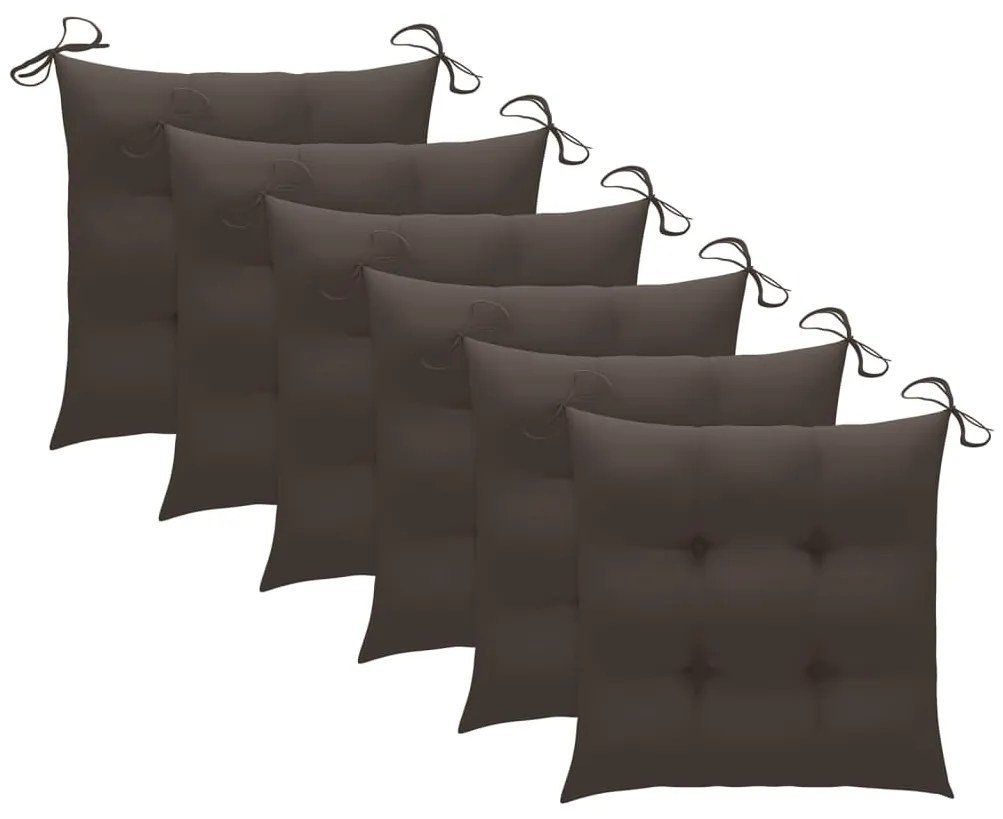 Cadeiras de jardim 6 pcs c/ almofadões madeira de teca maciça