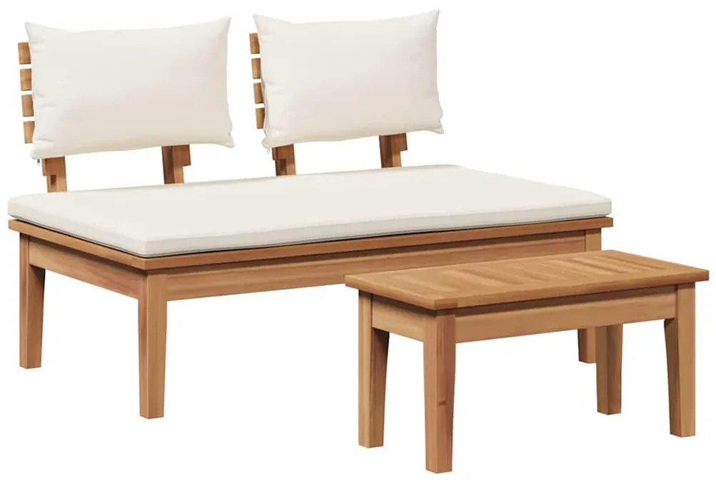 Conjunto de Banco de Jardim de 2 Peças de Madeira Maciça de Teak