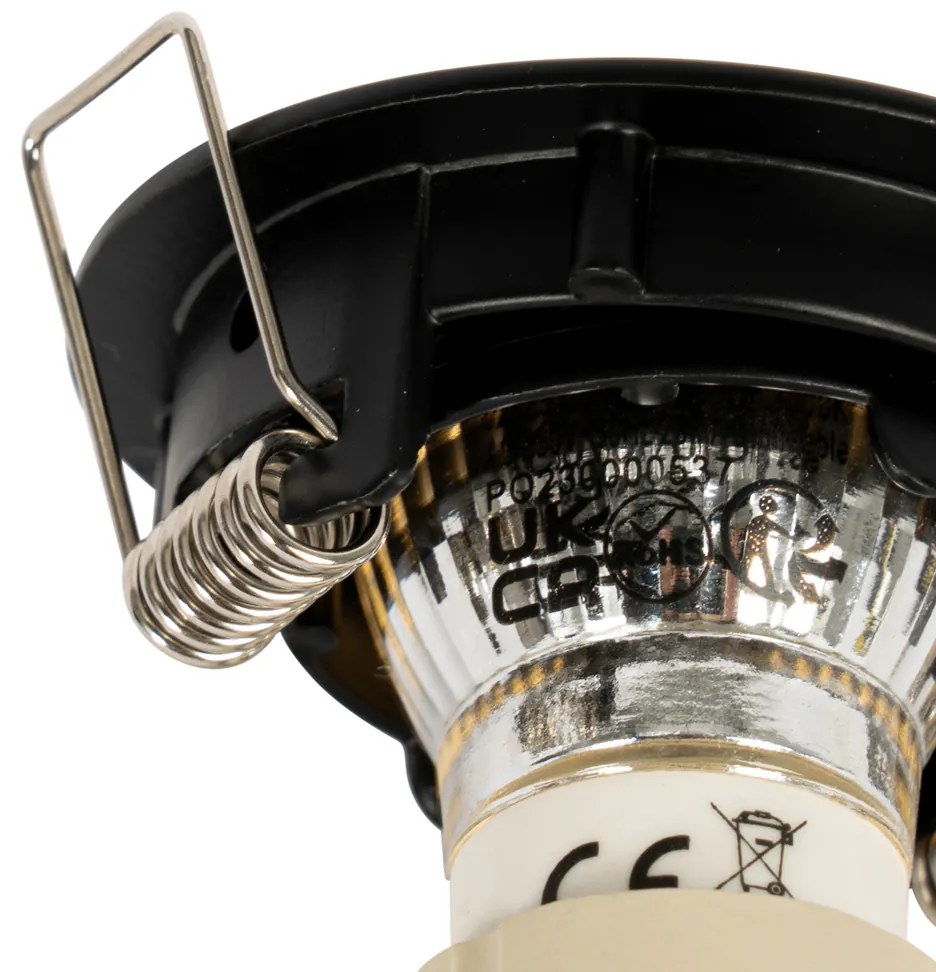 Conjunto de 12 Focos Embutidos Pretos GU10 35mm - Edu