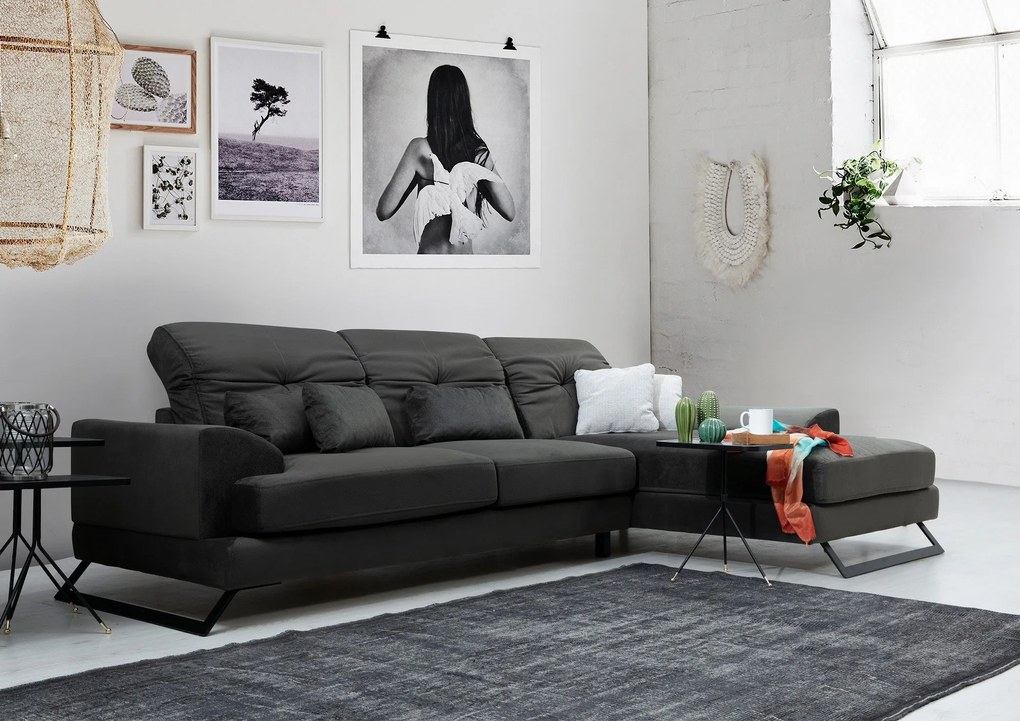 Sofá de Canto Frido – Antracite – 308 cm x 190 cm