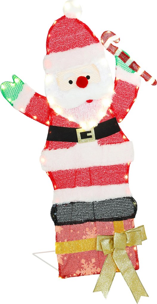 Pai Natal luminoso de 90 cm com 97 LEDs de luz branca quente, decoração de Natal para interior e exterior