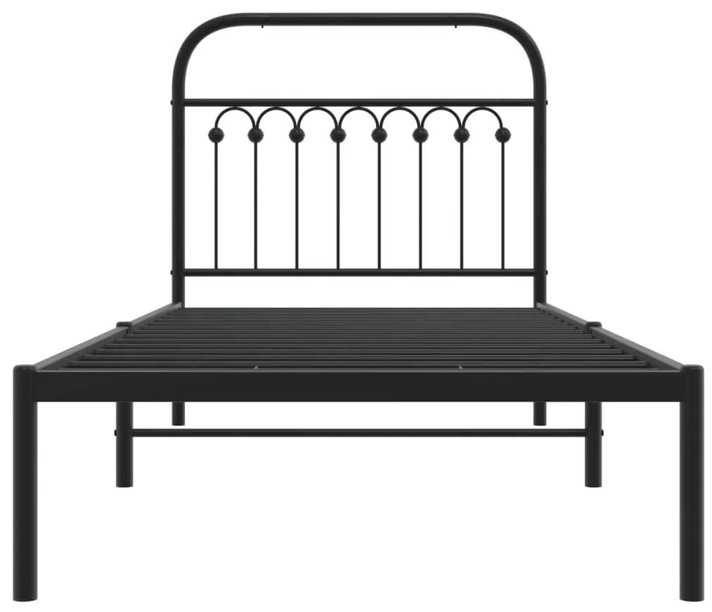 Estrutura de cama com cabeceira 90x200 cm metal preto